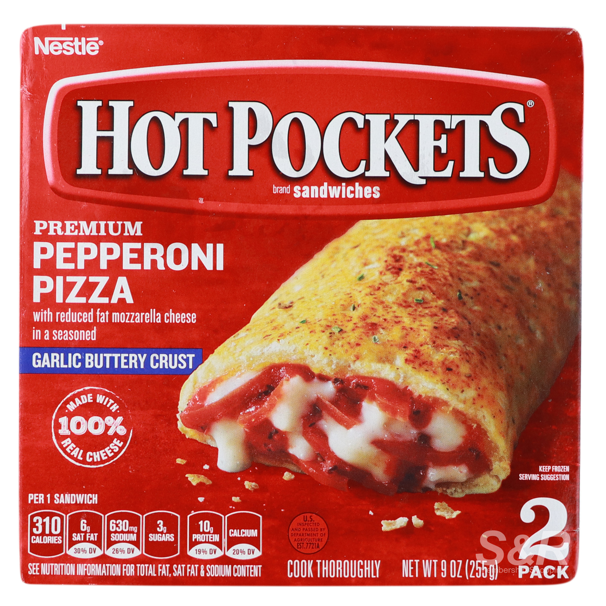 Nestle Hot Pockets Premium Pepperoni Pizza Garlic Buttery Crust 2 packs